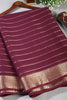 Burgundy Wine Color Georgette Saree with Zari Pinstripes