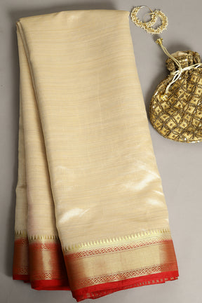 Ivory Color Cotton Silk Saree