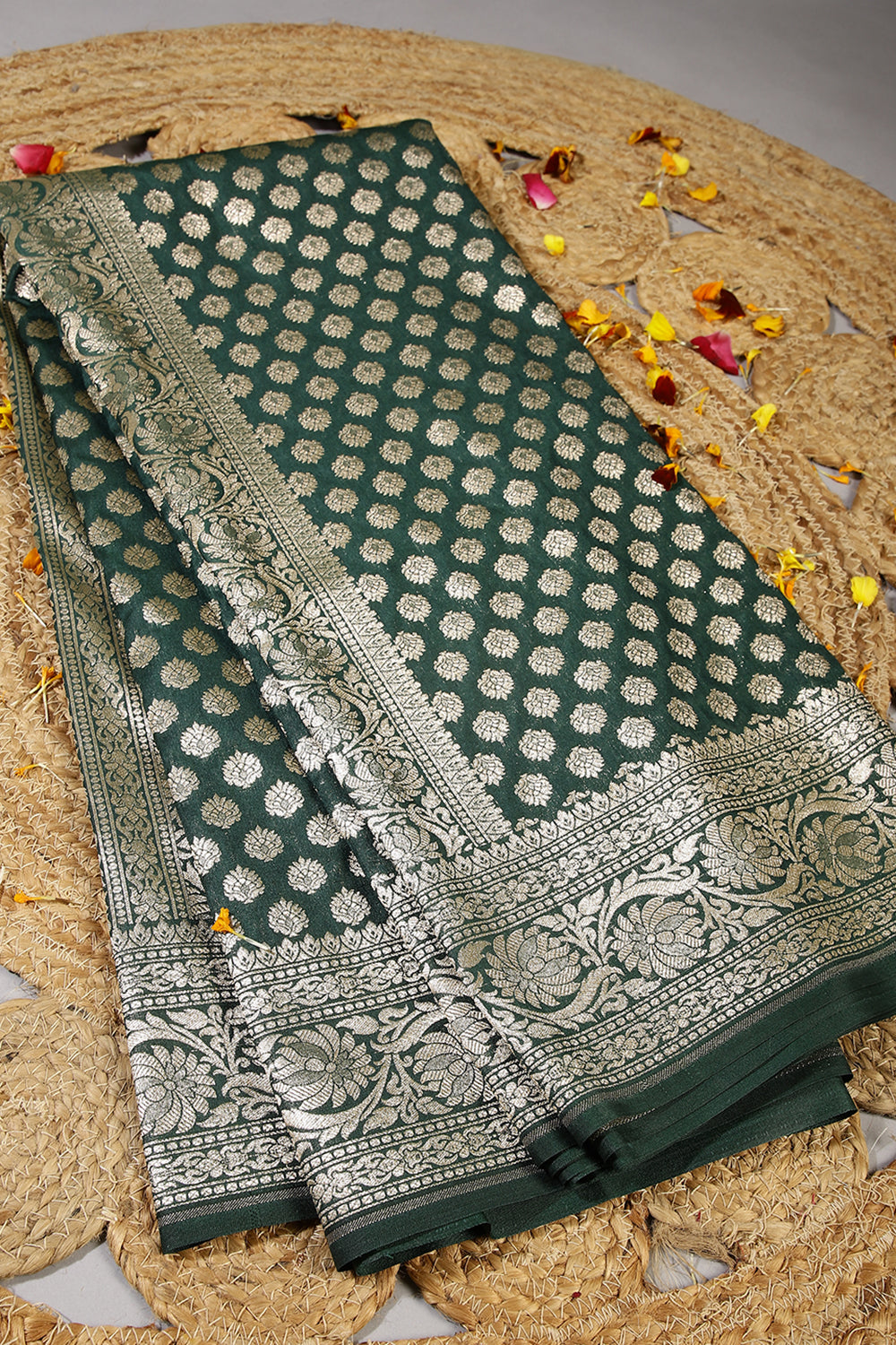 Lunar Green Colour Woven Silk Saree