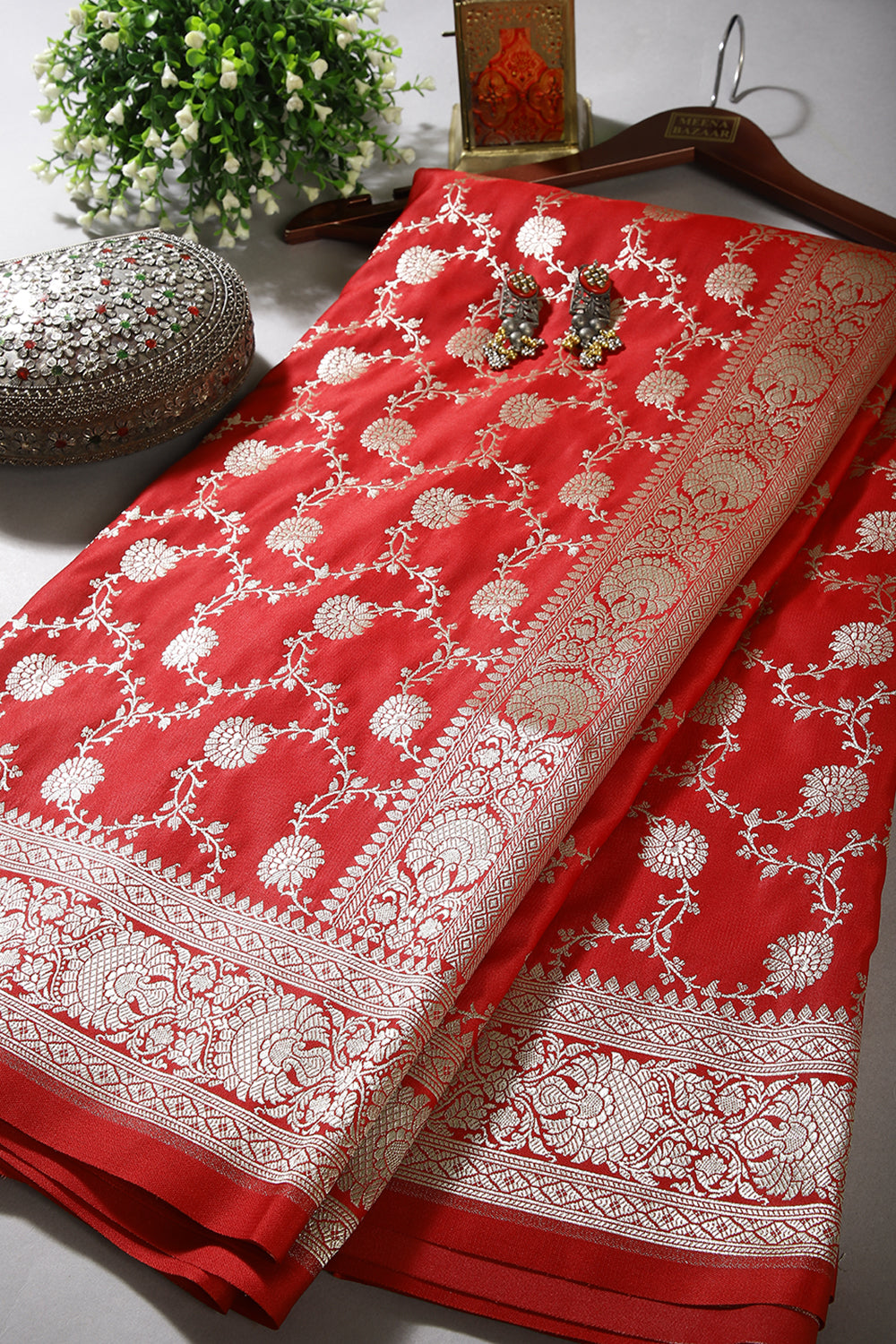 Red  Colour Banarasi Gajji Silk Saree