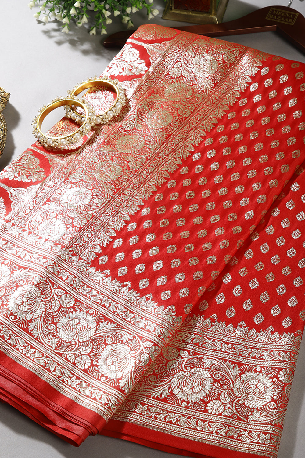 Red Color Woven Gajji Silk Banarasi Saree