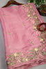 Dusty Pink Color Tussar Silk Floral Resham Embroidered Saree