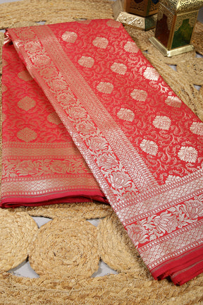 Cardinal Colour Banarsi Silk Woven Saree