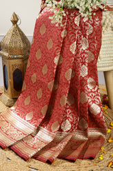 Maroon Banarsi Silk Woven Saree