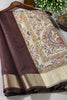 Wine Color Cotton Silk Madhubani Print Saree