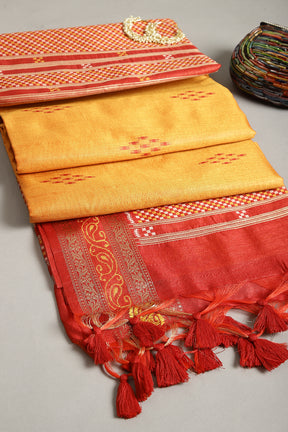 Orange Color Chanderi Silk Woven Saree