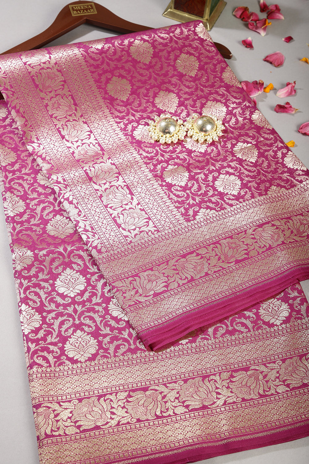 Dusty Pink Color Banarsi Silk Woven Saree