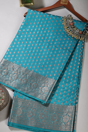 Blue Chill Color Silk Woven Saree