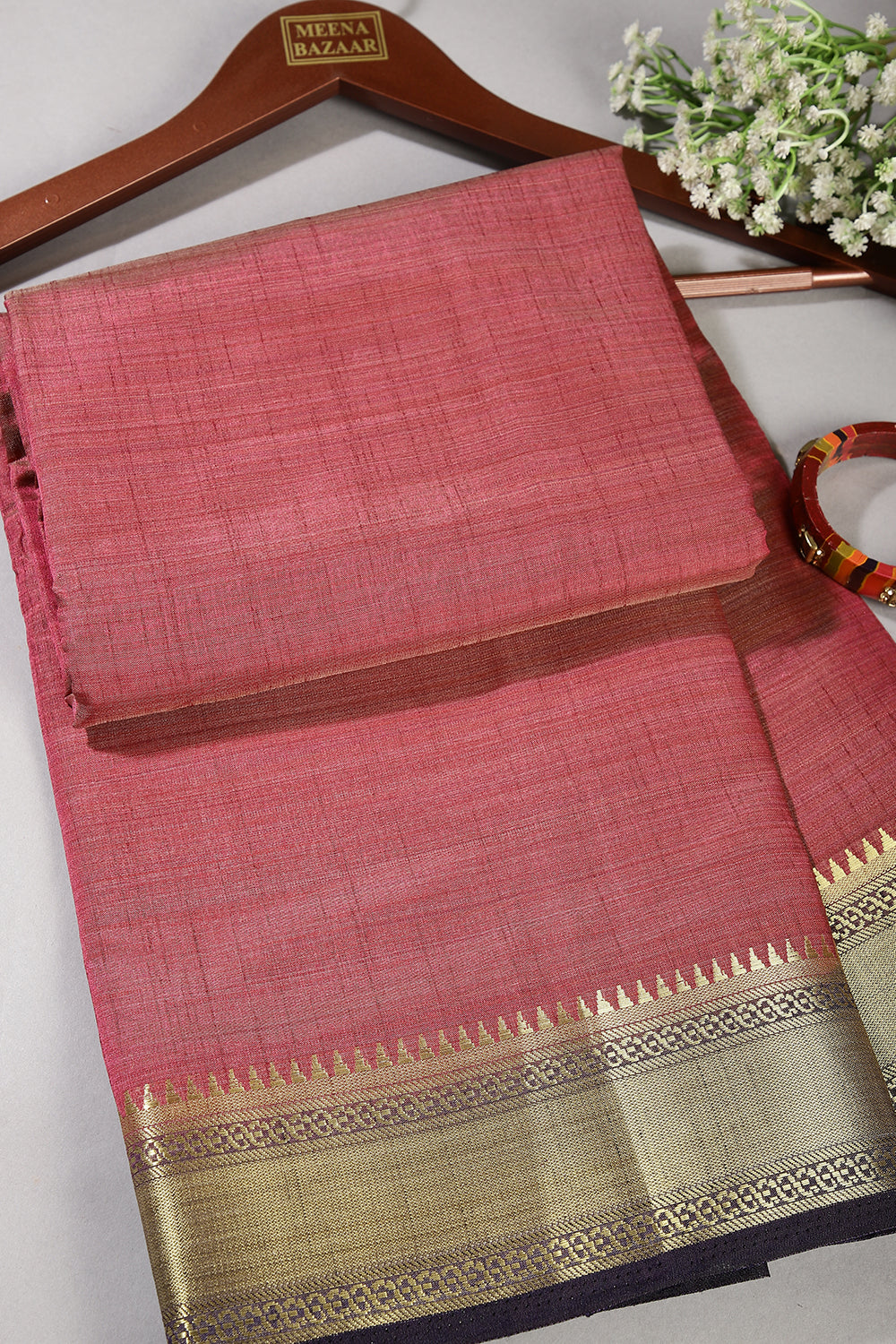 Dirty Pink Color Cotton Silk Saree