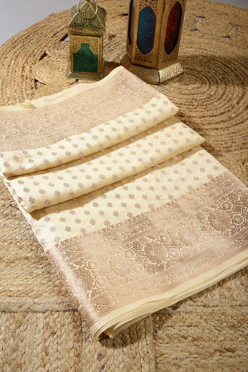 Cream Color Silk Woven Saree