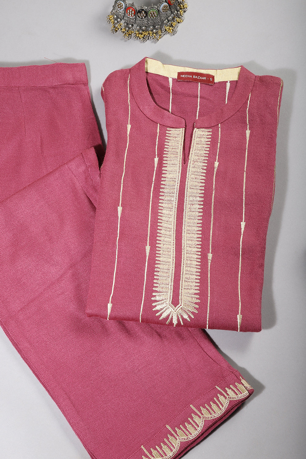 Tulip Pink Color Pashmina Straight Suit