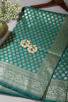 Surfie Green Colour Woven Silk Saree