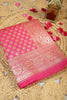 Magenta Pink Colour Woven Silk Saree