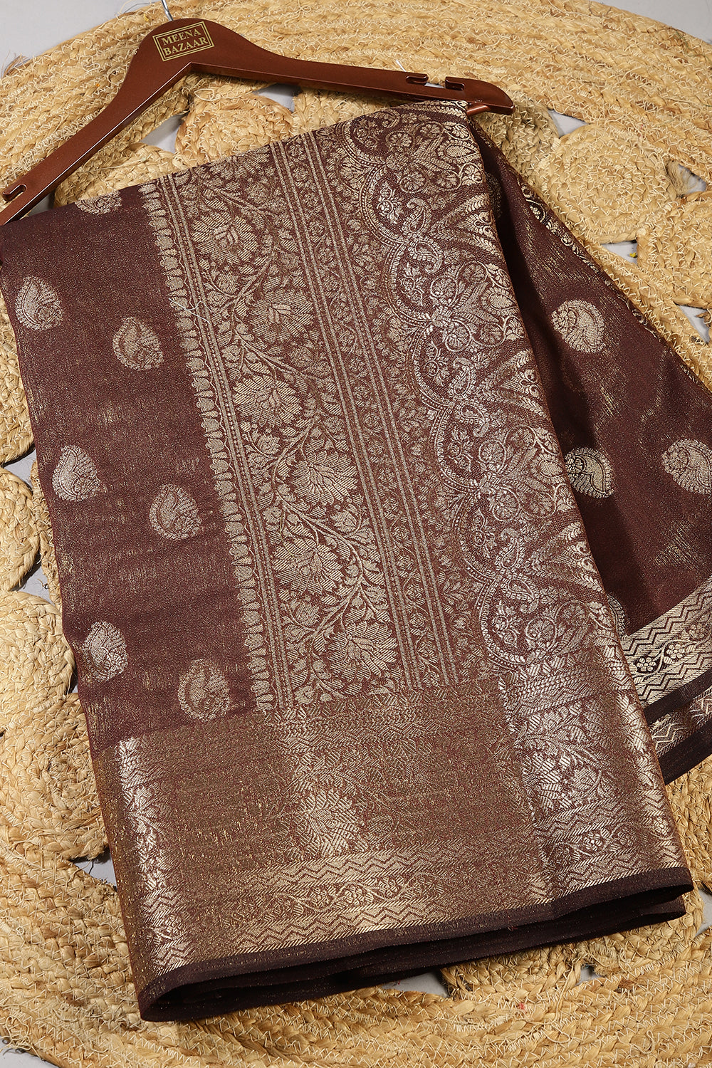 Brown Color Cotton Silk Woven Saree