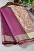 Purple Color Cotton Silk Madhubani Print Saree