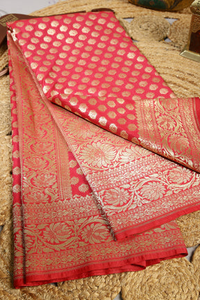 Valentine Red Colour Woven Silk Saree