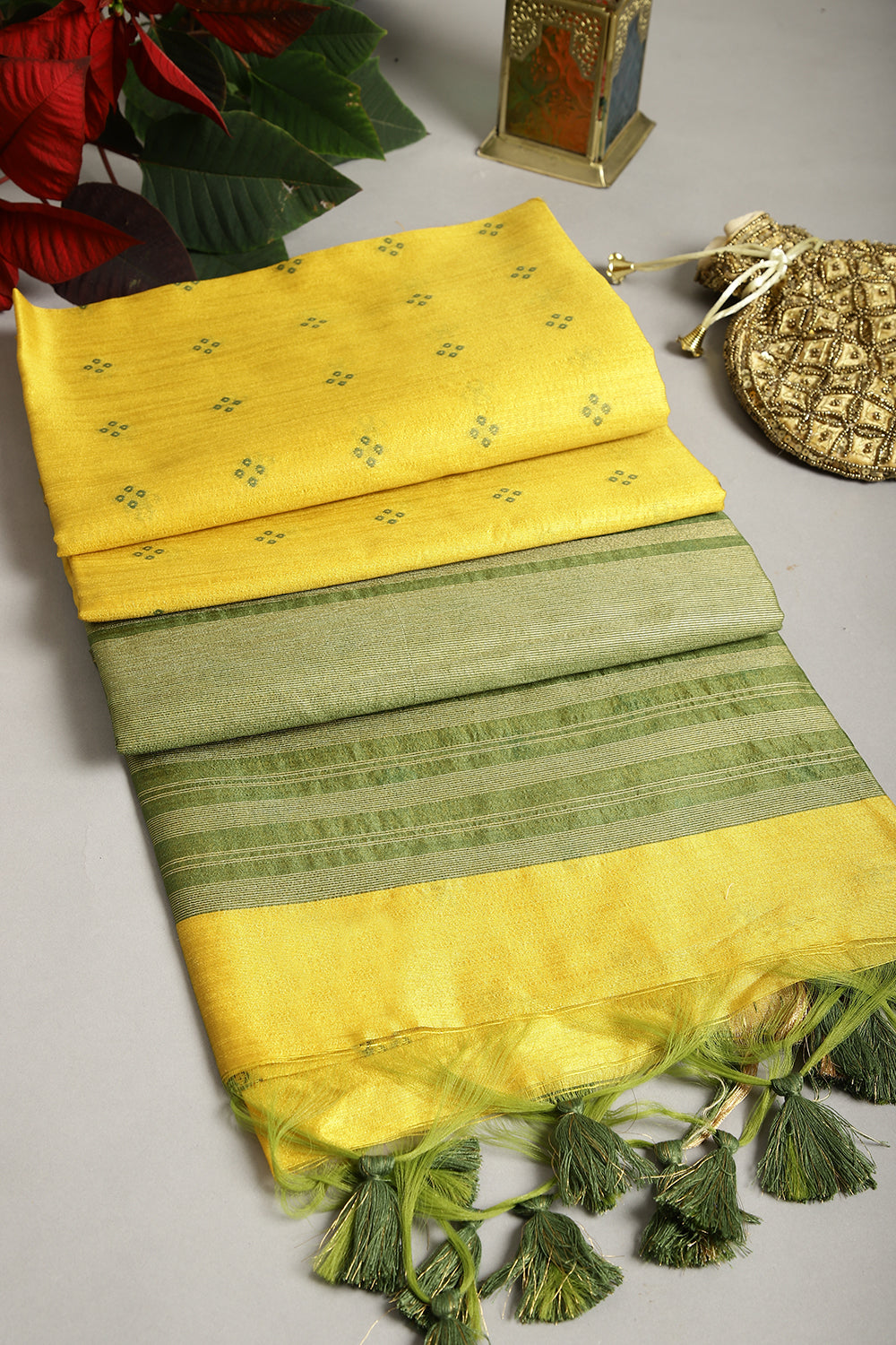 Mustard Color Cotton Silk Printed Saree