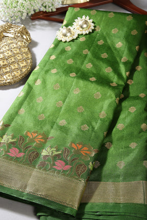 Green Color Silk Resham & Zari Woven Saree