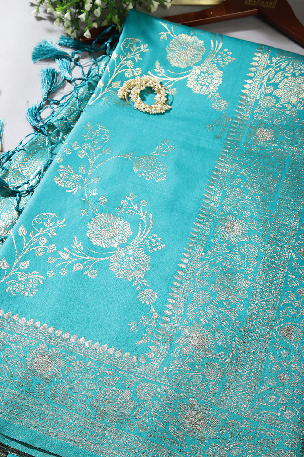 Turquoise Color Art Silk Zari Woven Saree