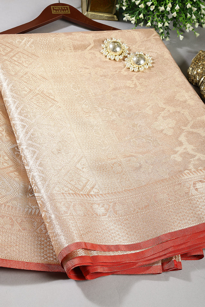 Peach Color Organza Silk Saree