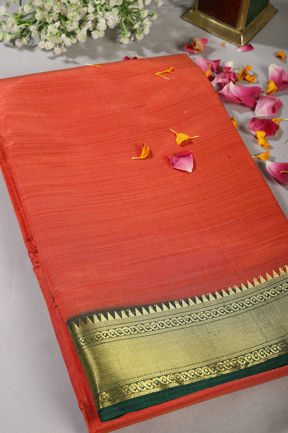 Pale Red Color Cotton Silk Saree