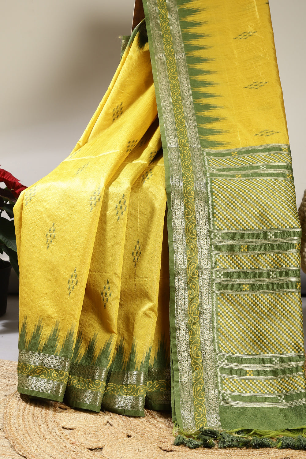 Mustard Color Chanderi Silk Woven Saree