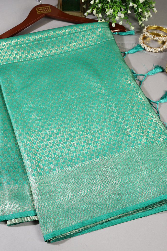 Teal Green Color South Silk Zari Woven Saree