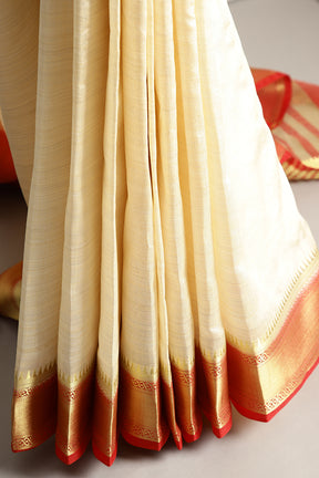 Ivory Color Cotton Silk Saree