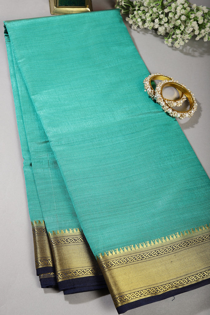 Fountain Blue Color Cotton Silk Saree