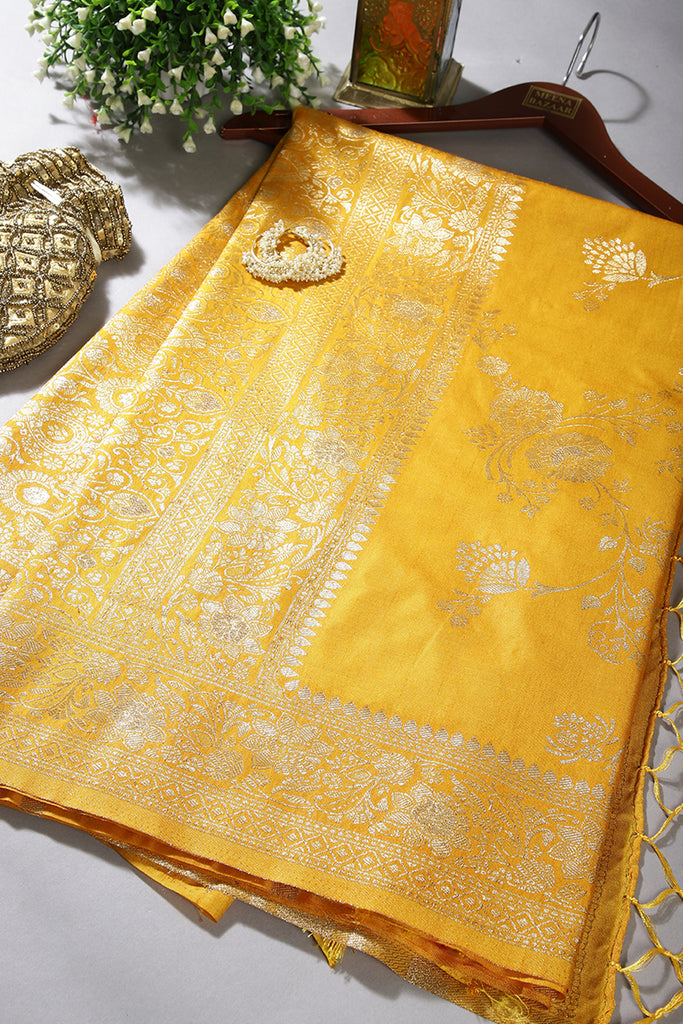 Mustard Color Art Silk Zari Woven Saree