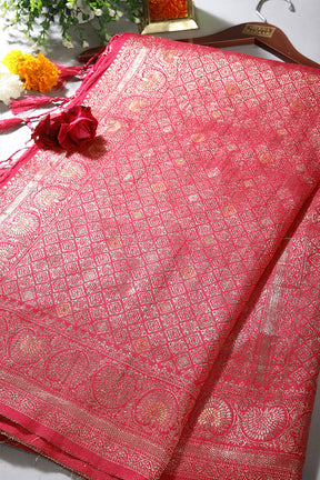 Cranberry Color Zari Woven South Silk Saree