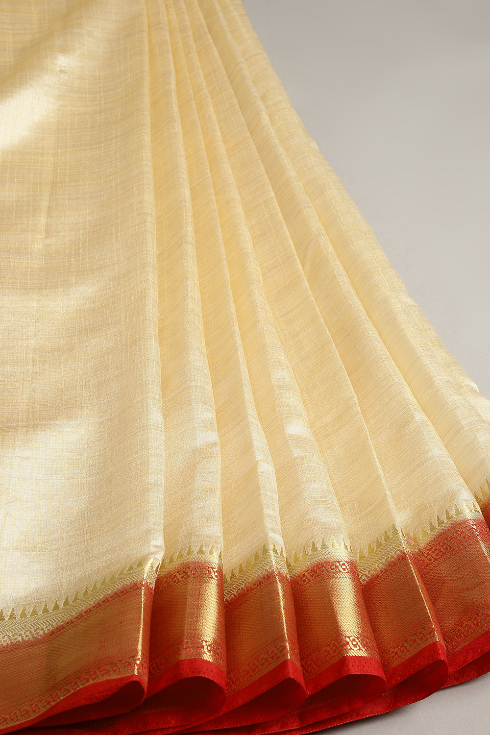 Ivory Color Cotton Silk Saree