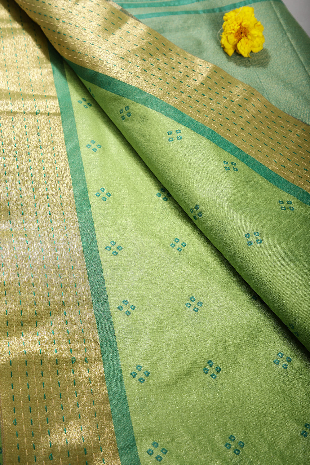 Pale Olive Colour Cotton Silk Printed Saree