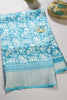 Fountain Blue Color Cotton Silk Printed Saree