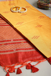 Orange Color Chanderi Silk Woven Saree