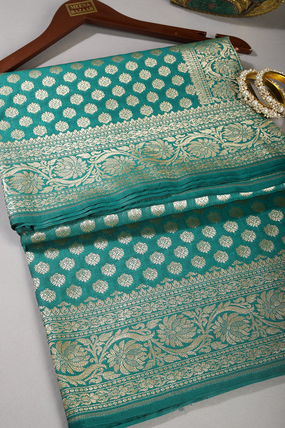 Surfie Green Colour Woven Silk Saree