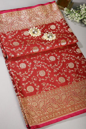 Maroon Color Silk Banarasi Saree