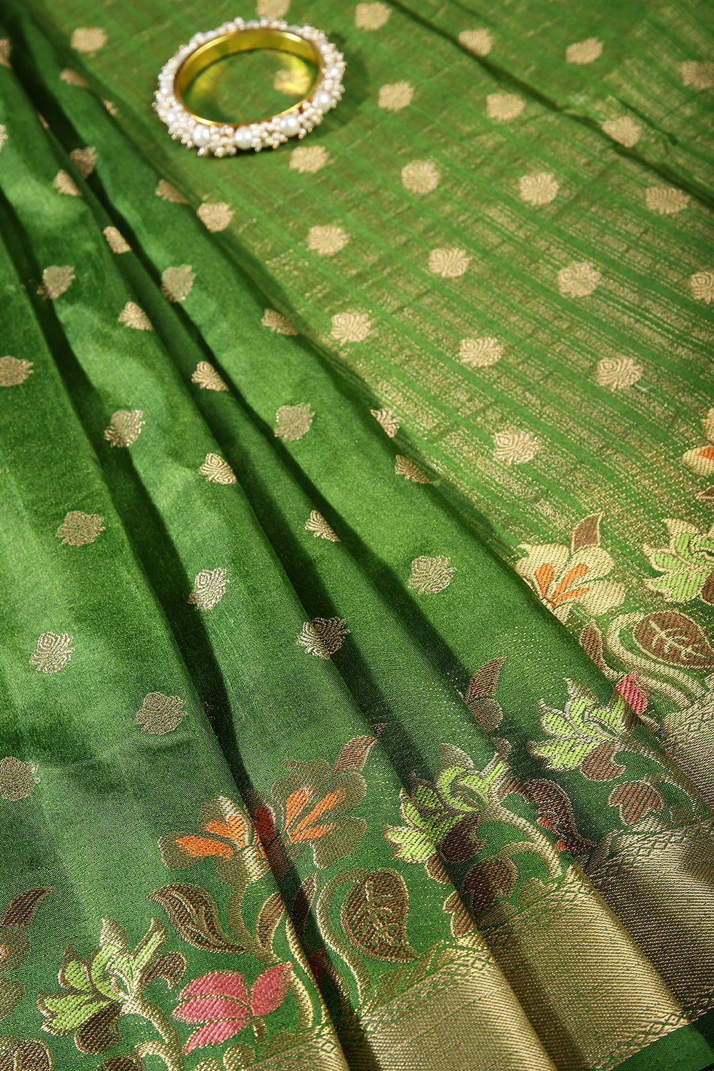 Green Color Silk Resham & Zari Woven Saree