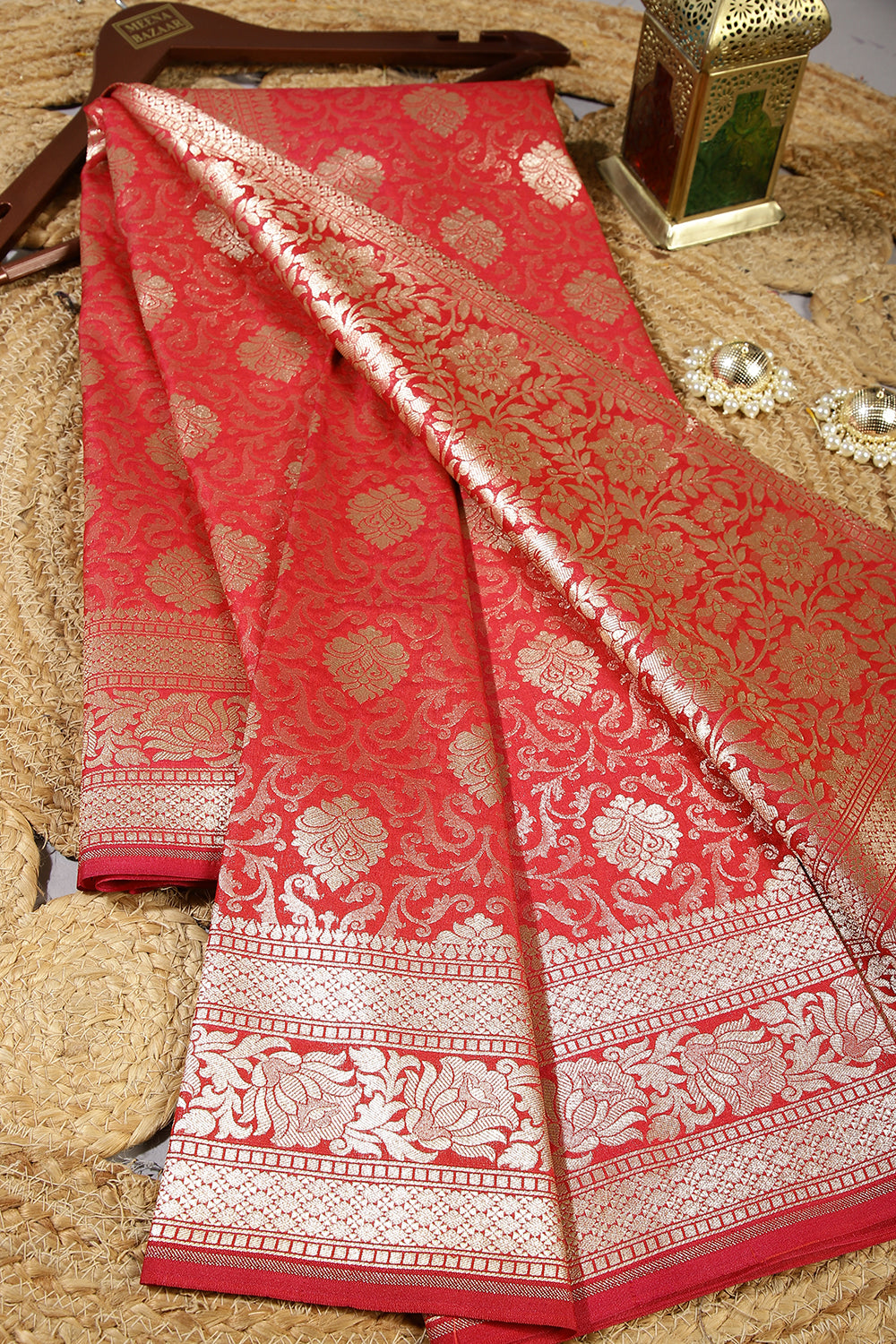 Cardinal Colour Banarsi Silk Woven Saree