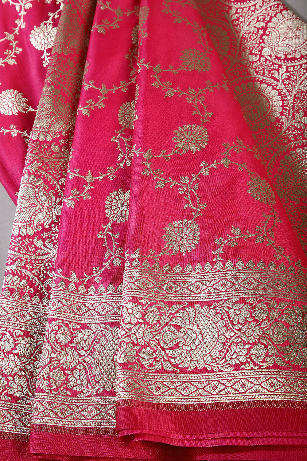 Fuchsia Pink Colour Banarasi Gajji Silk Saree