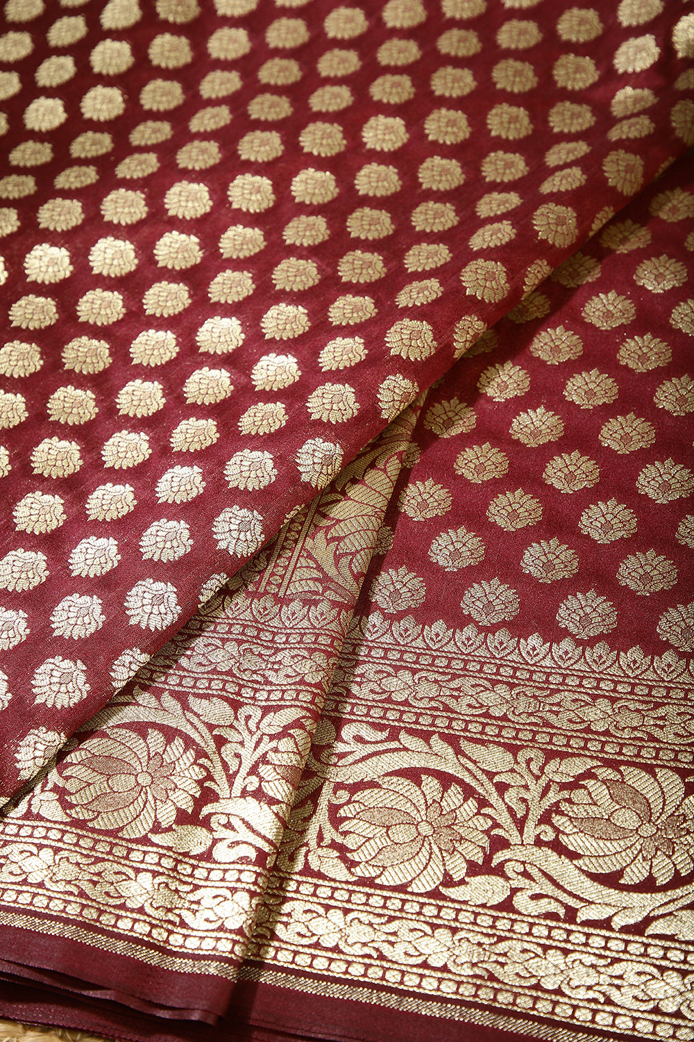 Wine Colour Woven Silk Saree