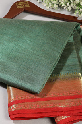 Mineral Green Color Cotton Silk Saree