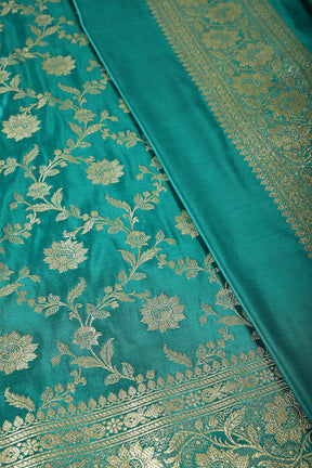 Teal Green Colour Silk Banarasi Saree