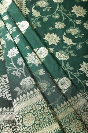 Bottle Green Color Silk Woven Banarasi Saree