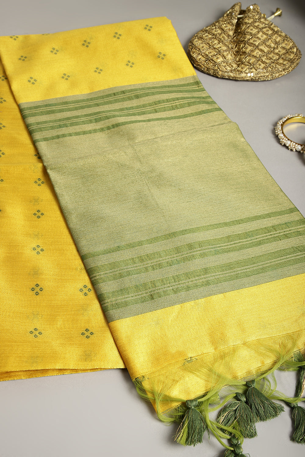 Mustard Color Cotton Silk Printed Saree