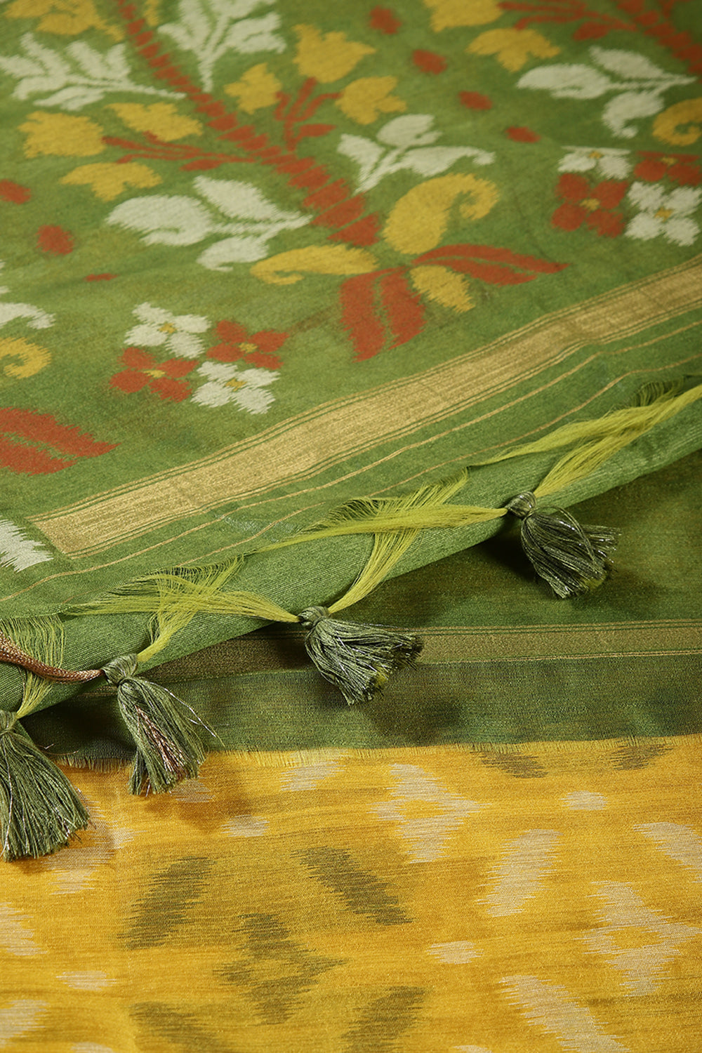 Yellow Color Chanderi Cotton Woven Saree