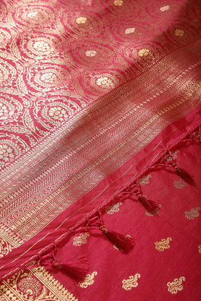 Burgundy Colour Mulberry Silk Woven Saree