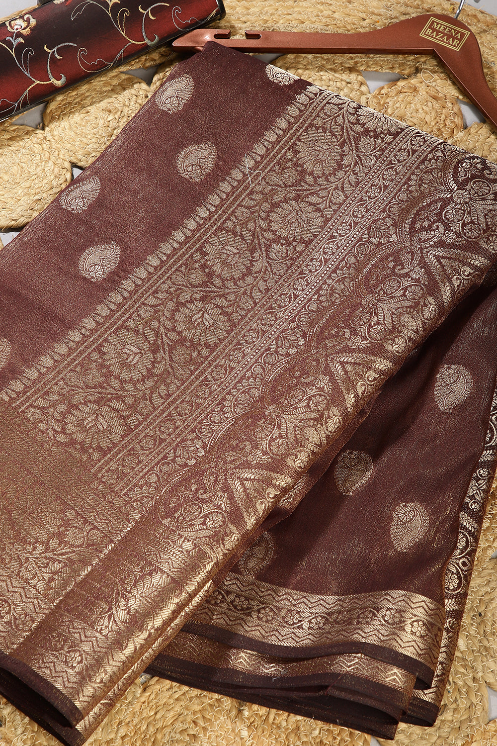 Brown Color Cotton Silk Woven Saree