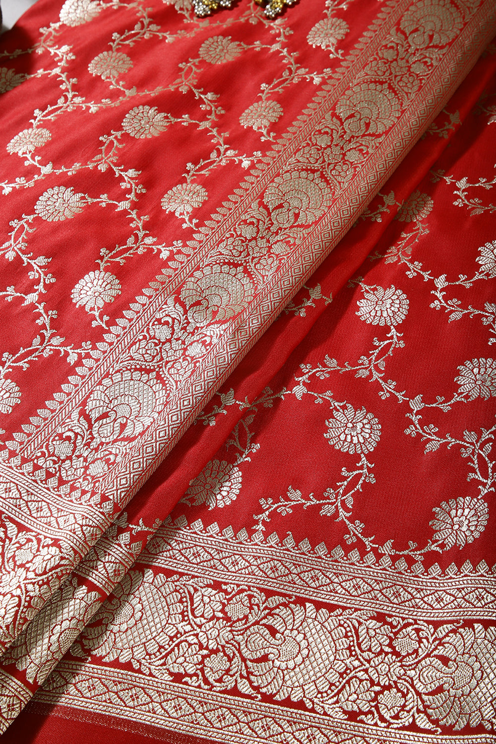 Red  Colour Banarasi Gajji Silk Saree