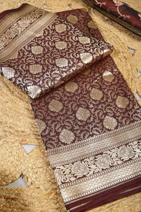 Wine Berry Colour Banarsi Silk Woven Saree